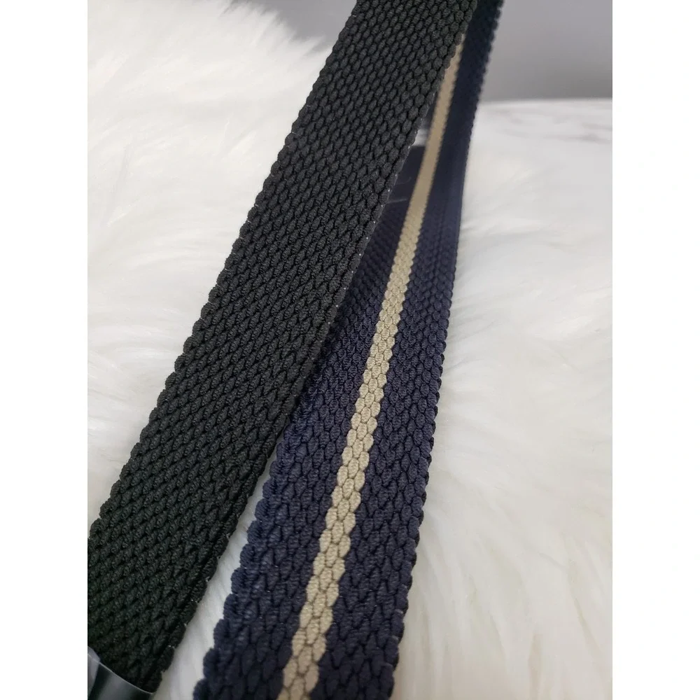 NEW SIZE 30 REVERSIBLE Perry Ellis Mens Canvas BLACK BLUE STretch belt golf prep
